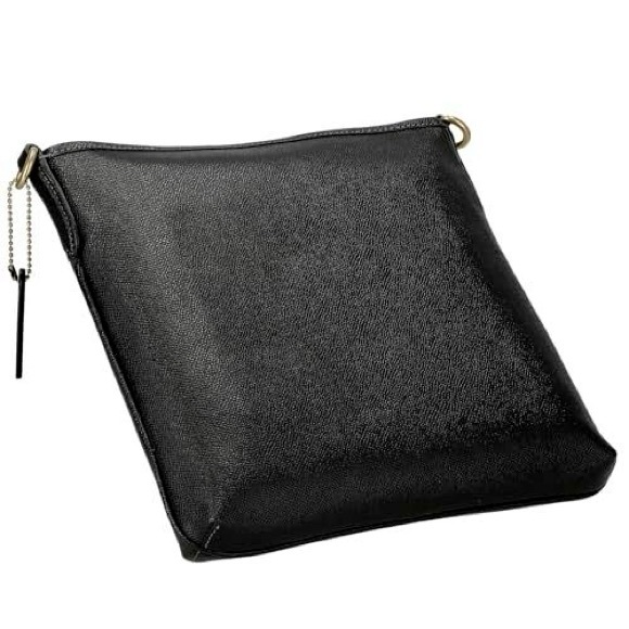 COACH Crossbody Kitt Messenger Purse / Shoulder Bag Black w Gold Logo like new - Picture 2 of 4